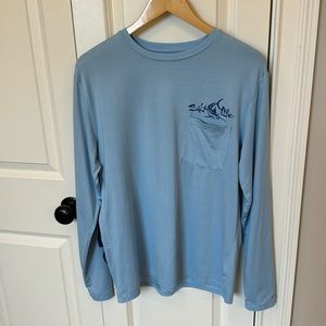 Salt Life small blue pocket T-shirt tee long sleeve Uvapdf worn loved good